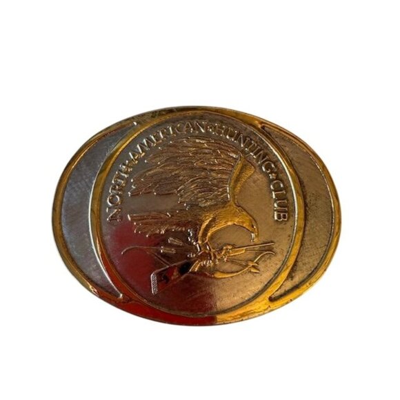 North American Hunting Club 24K Gold & Rhodium Plated Solid Brass Belt Buckle - Picture 1 of 5